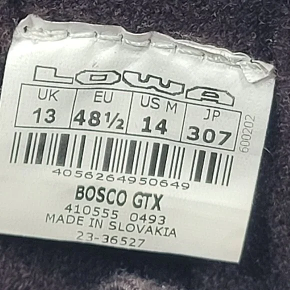 Lowa Bosco GTX Men's Dark Gray Brown Zip Up Ankle Winter Boots US Size 14 - Picture 9 of 9